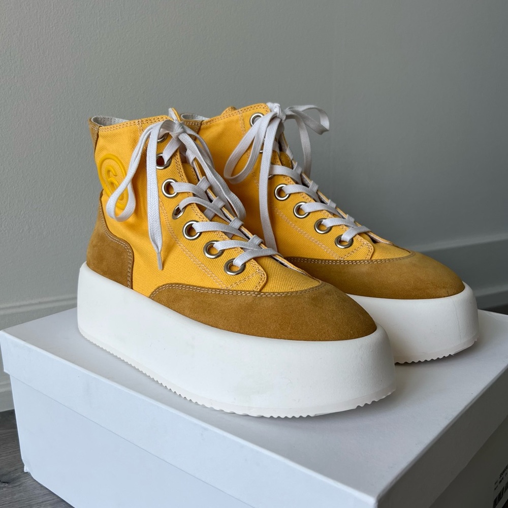 Maison Margiela MM6 high top yellow canvas sneakers